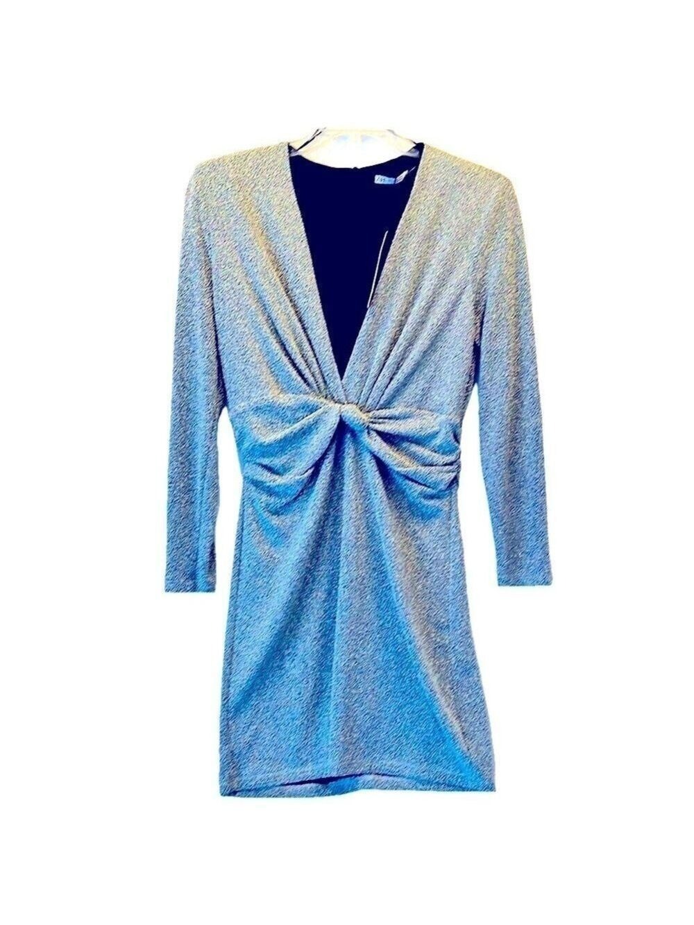 Zara Metallic Dress, NWT, Size L, PTP 22”, Length 36”, zip back, shoulder pads - Picture 2 of 7